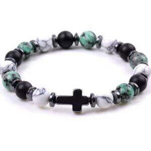 Cross Bracelet,Gemstone Bracelet,Stone Beads Cross Bracelet